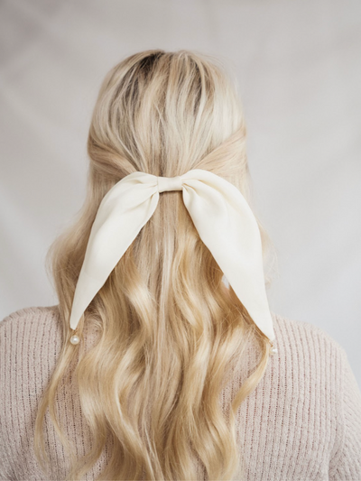 Wedding Bow Barette w/ Pearls