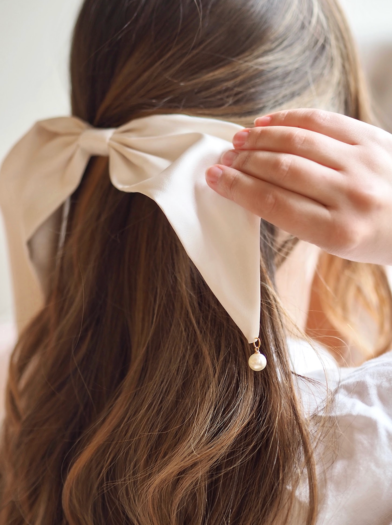 Wedding Bow Barette w/ Pearls