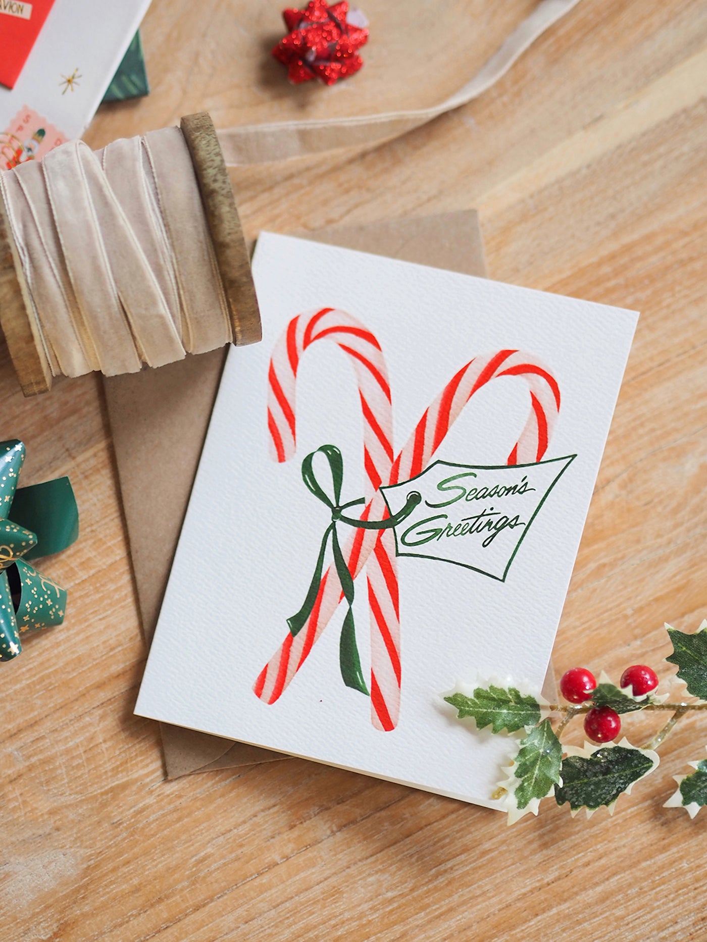 Season's Greetings Candy Cane Card