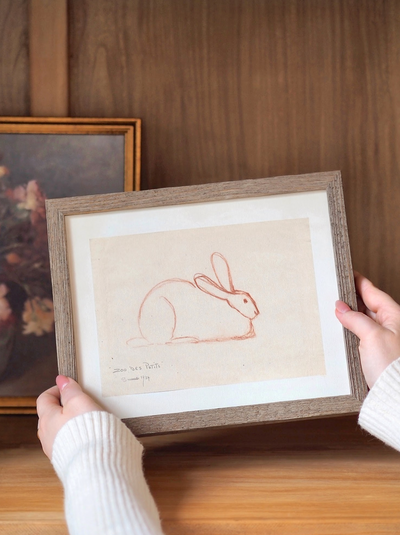 Sketched Bunny Framed Canvas Print | 8x10