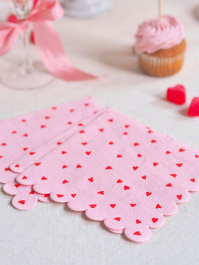 Heart Pattern Pink Napkins