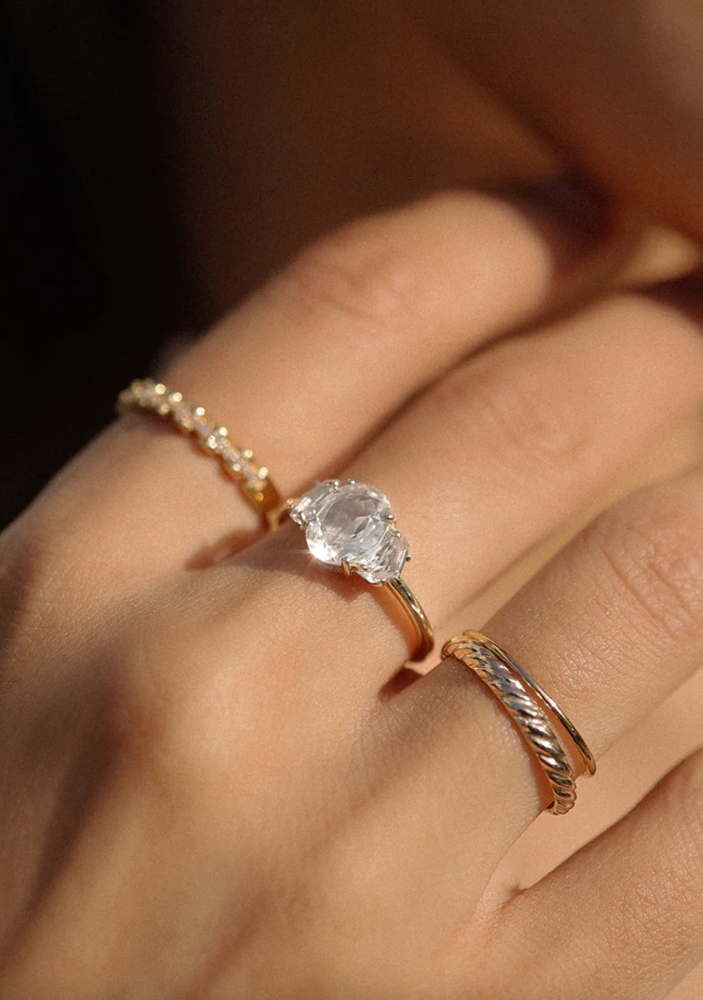 Epaulette White Topaz Ring