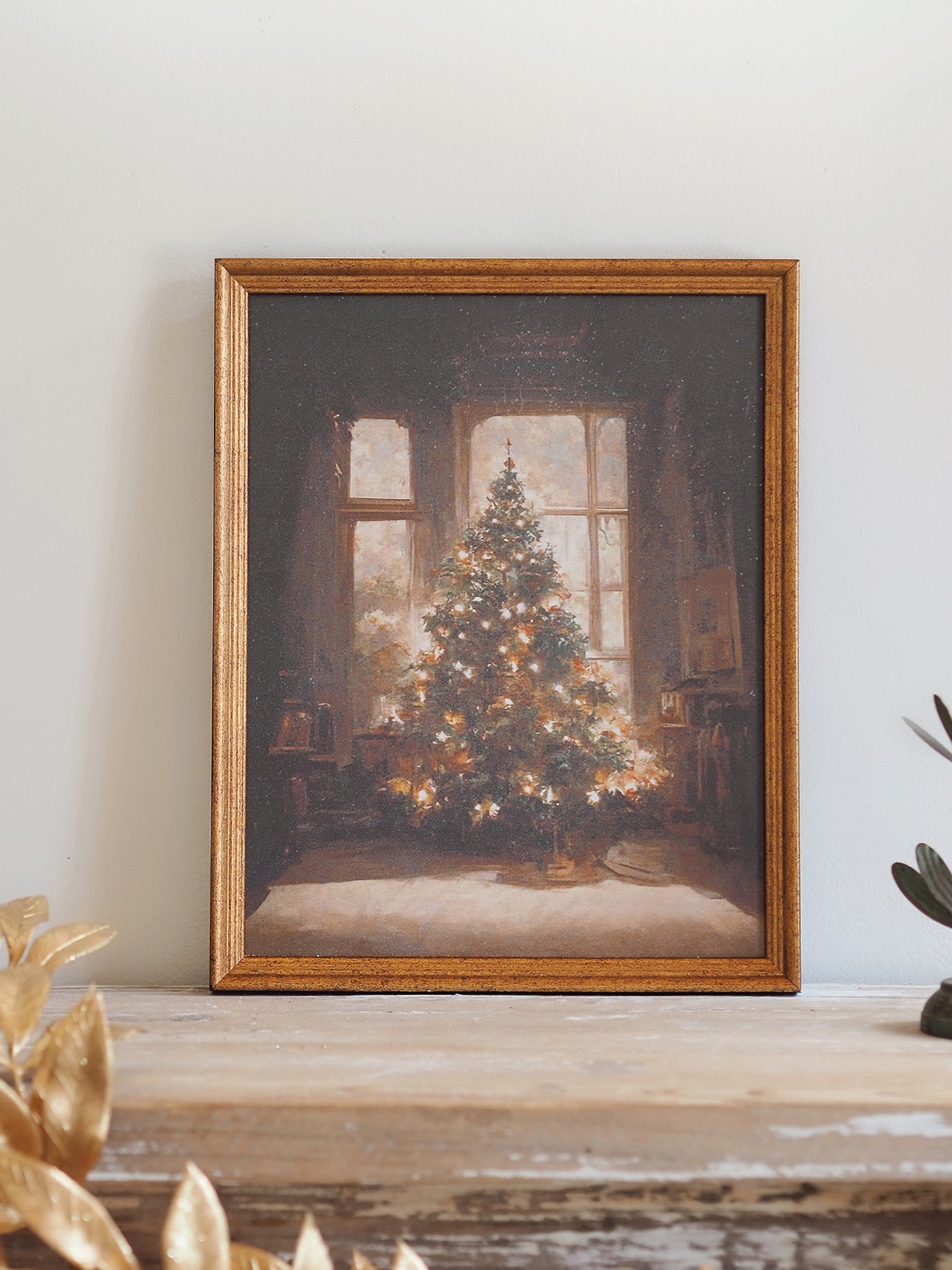 Glimmering Christmas Tree Framed Canvas Print | 11x14