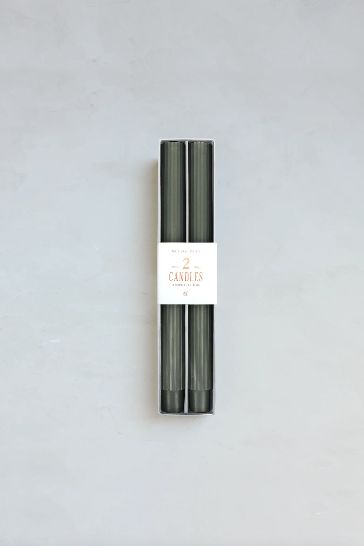 Ribbed Moss Taper Candle Set | 10"