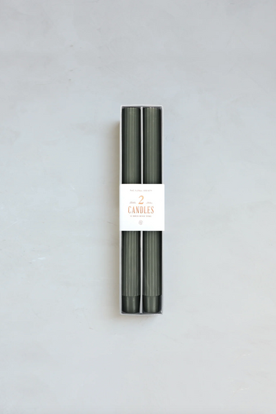 Ribbed Moss Taper Candle Set | 10"