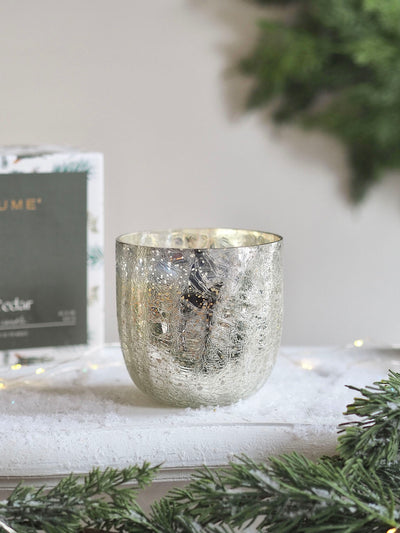 Balsam & Cedar Crackle Glass Candle | Large