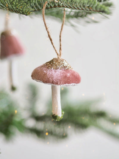 Dusty Rose Mushroom Ornament | Wide