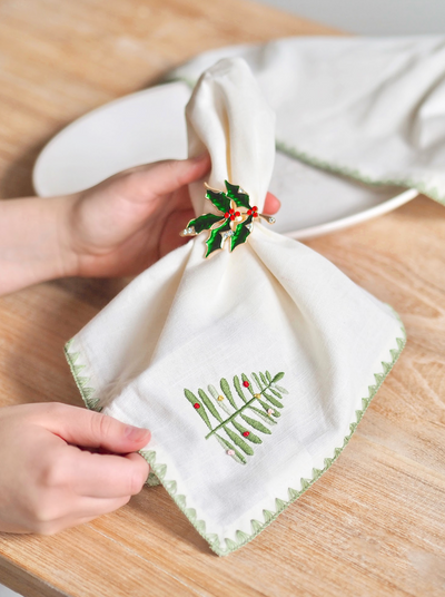 Embroidered Tree Napkin