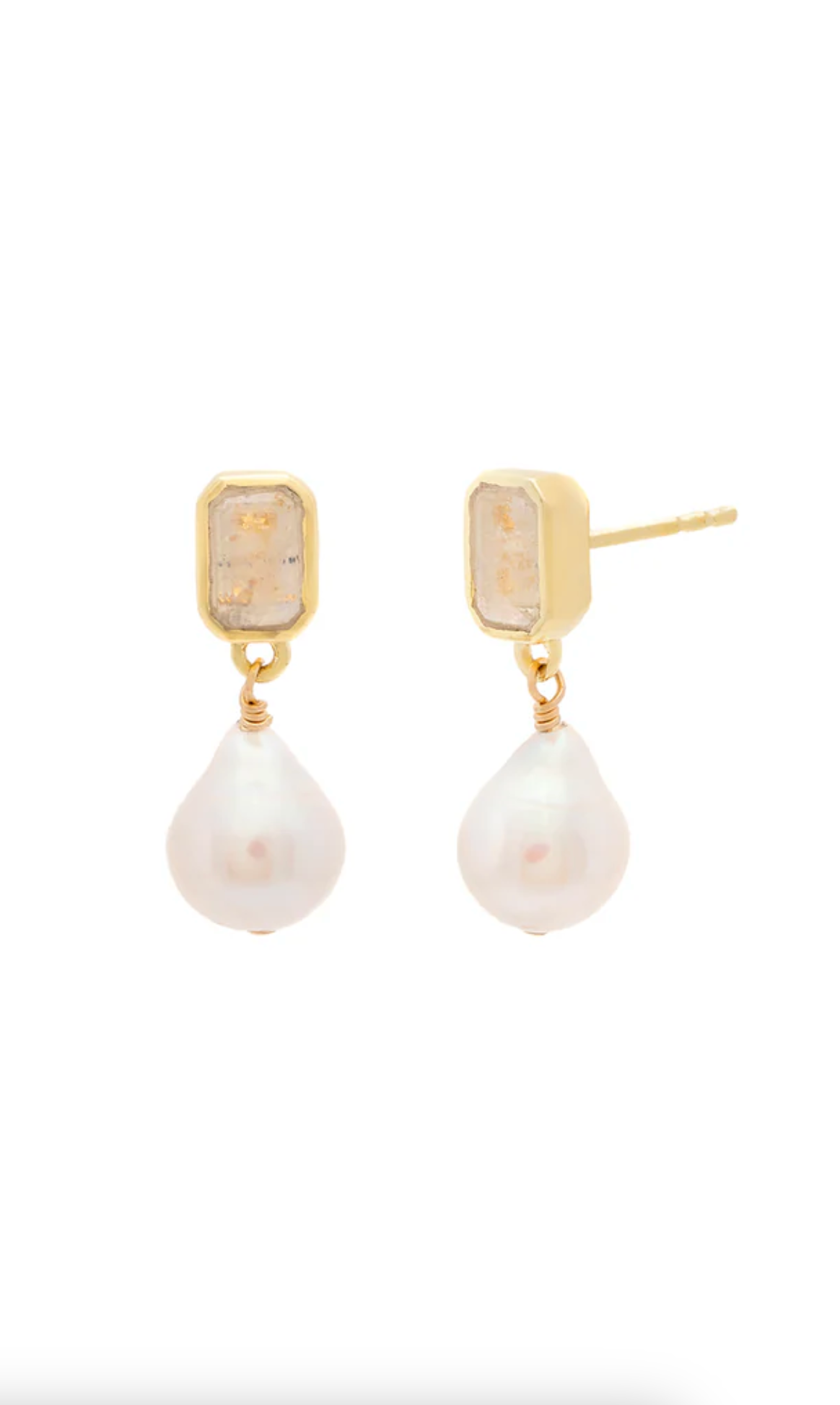 Baroque Pearl & Moonstone Petite Drop Earrings