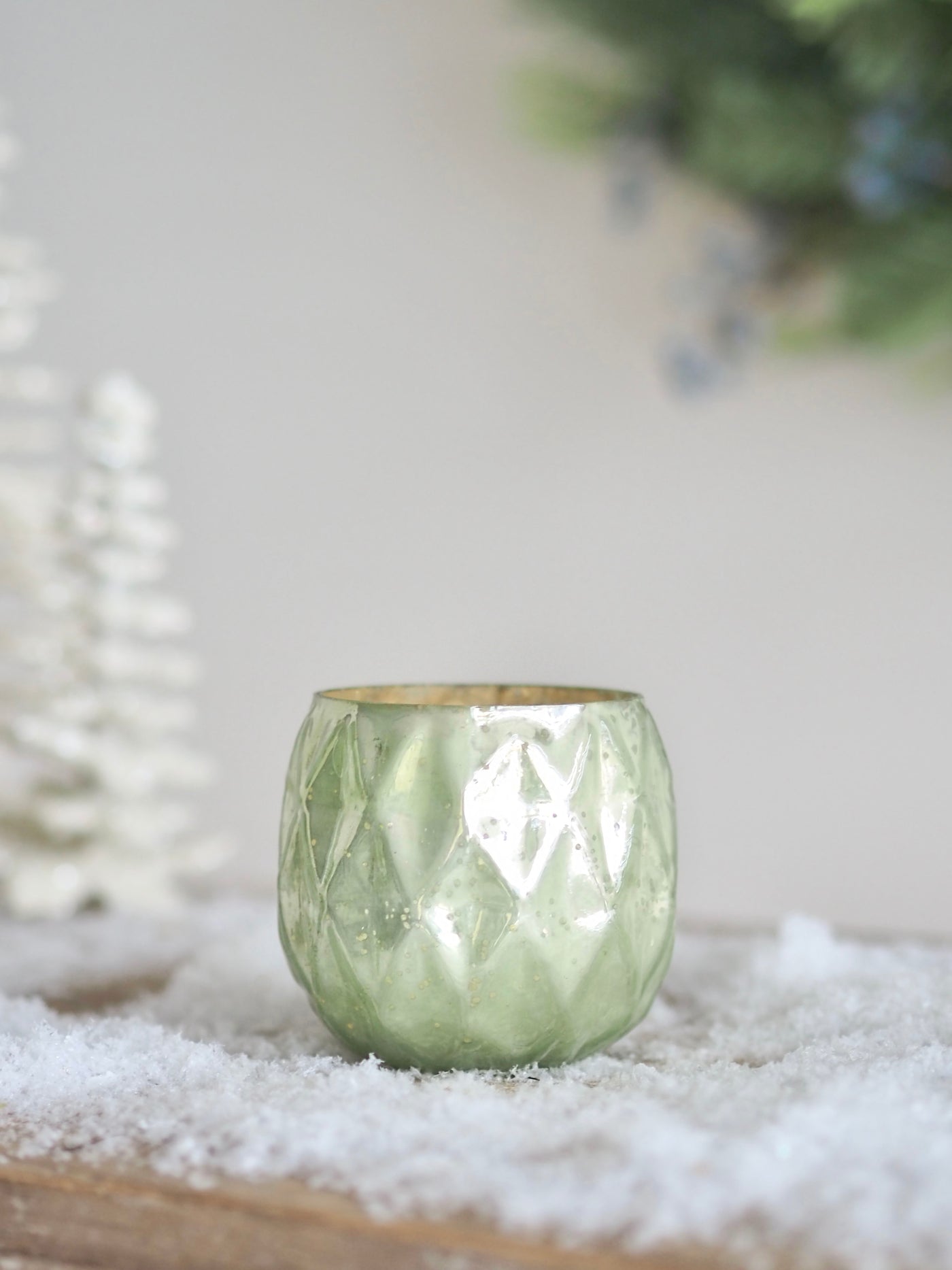 Sage Diamond Mercury Tealight Holder