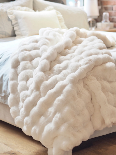 Winter White Faux Fur Throw