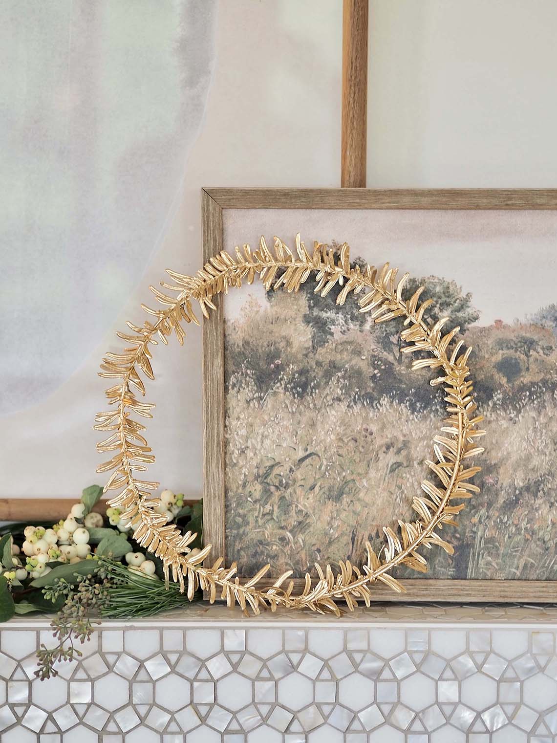 Gold Faux Leaves Wreath