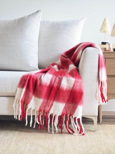 Red & White Plaid Throw