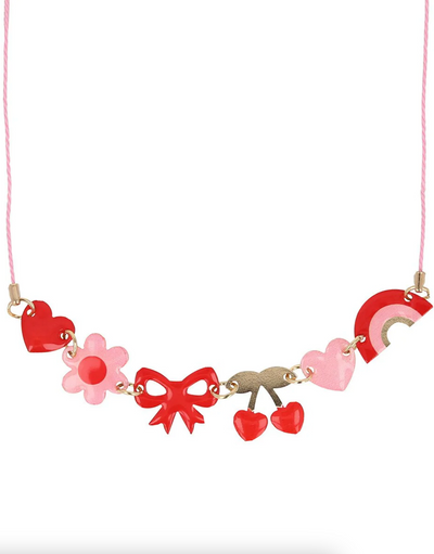 Hearts & Cherries Enamel Charm Necklace