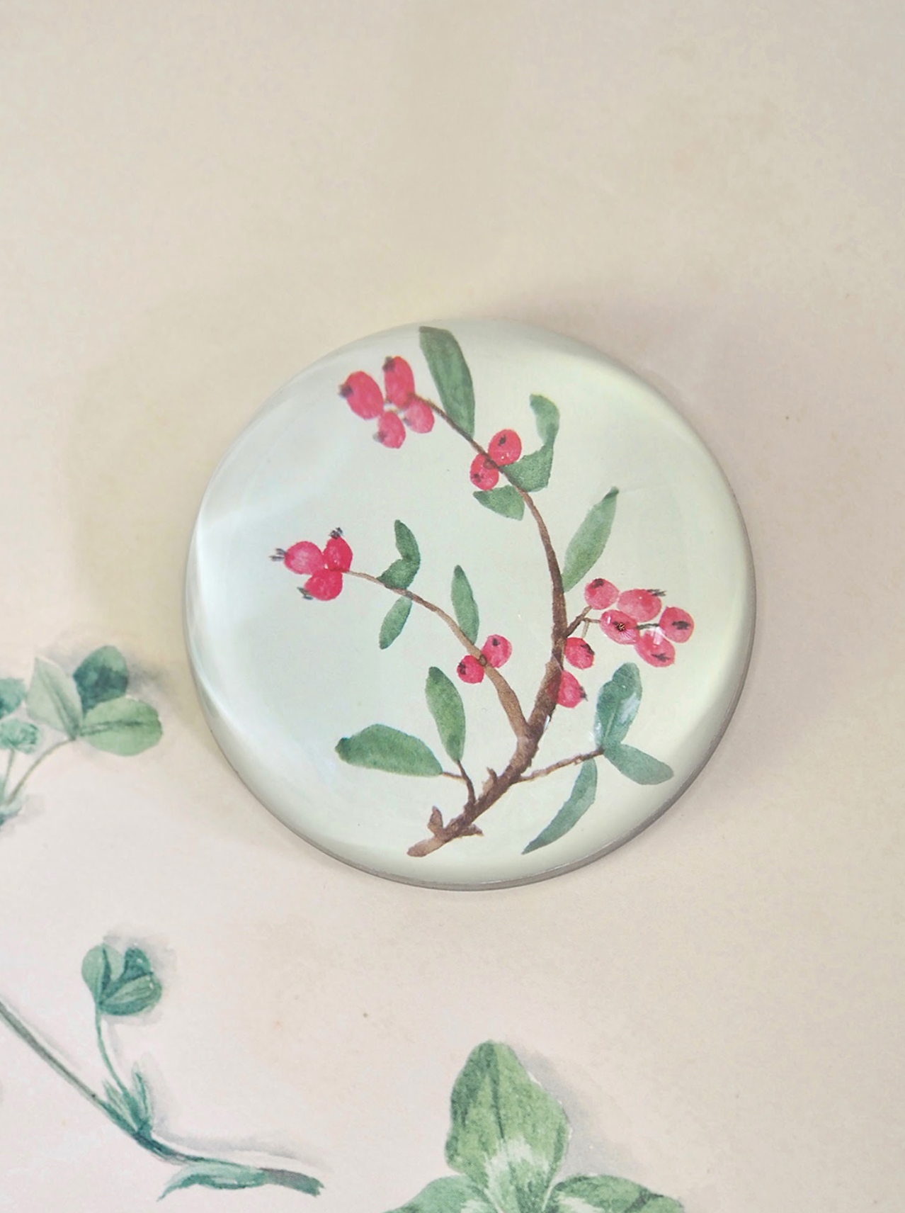 Painted Berry Dome Paperweight