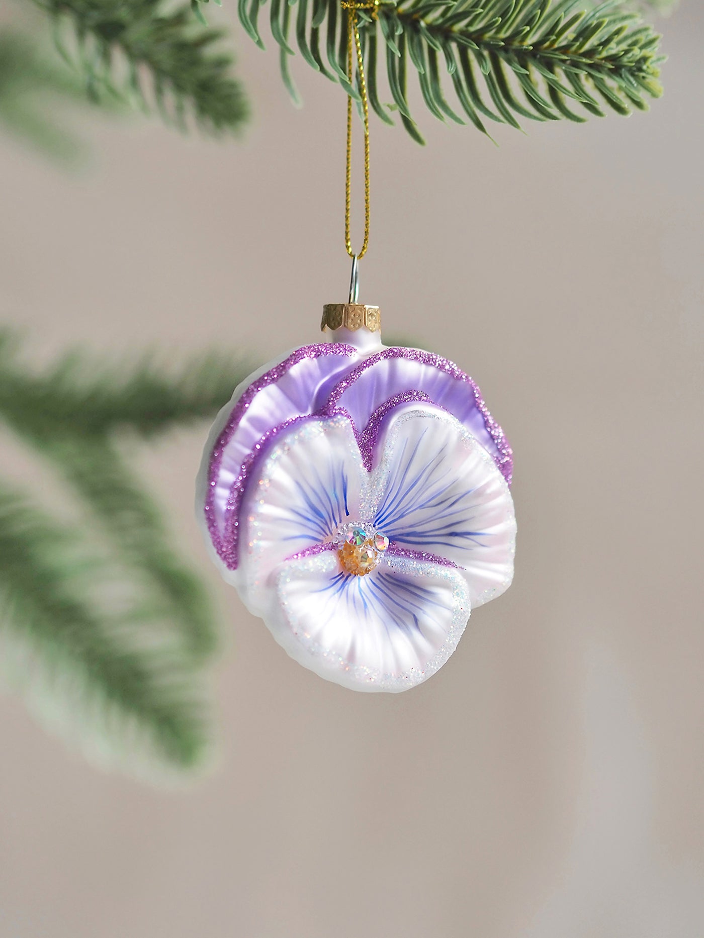 Glitter Pansy Ornament