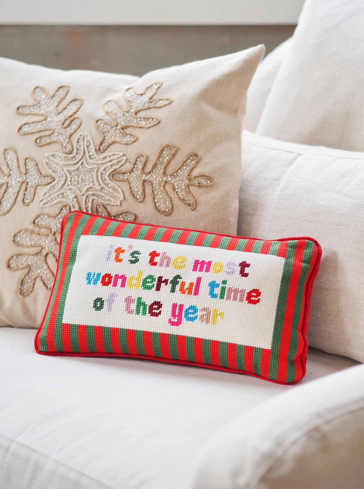 Most Wonderful Time Needlepoint Pillow | 8x14