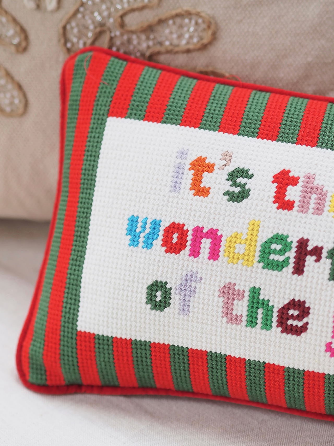 Most Wonderful Time Needlepoint Pillow | 8x14