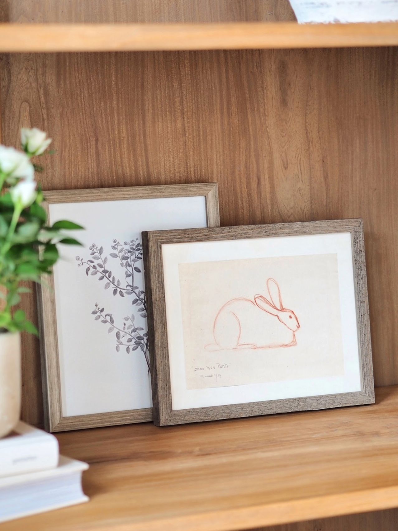 Sketched Bunny Framed Canvas Print | 8x10