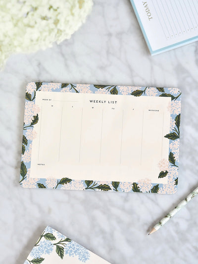 Hydrangea Weekly Desk Pad