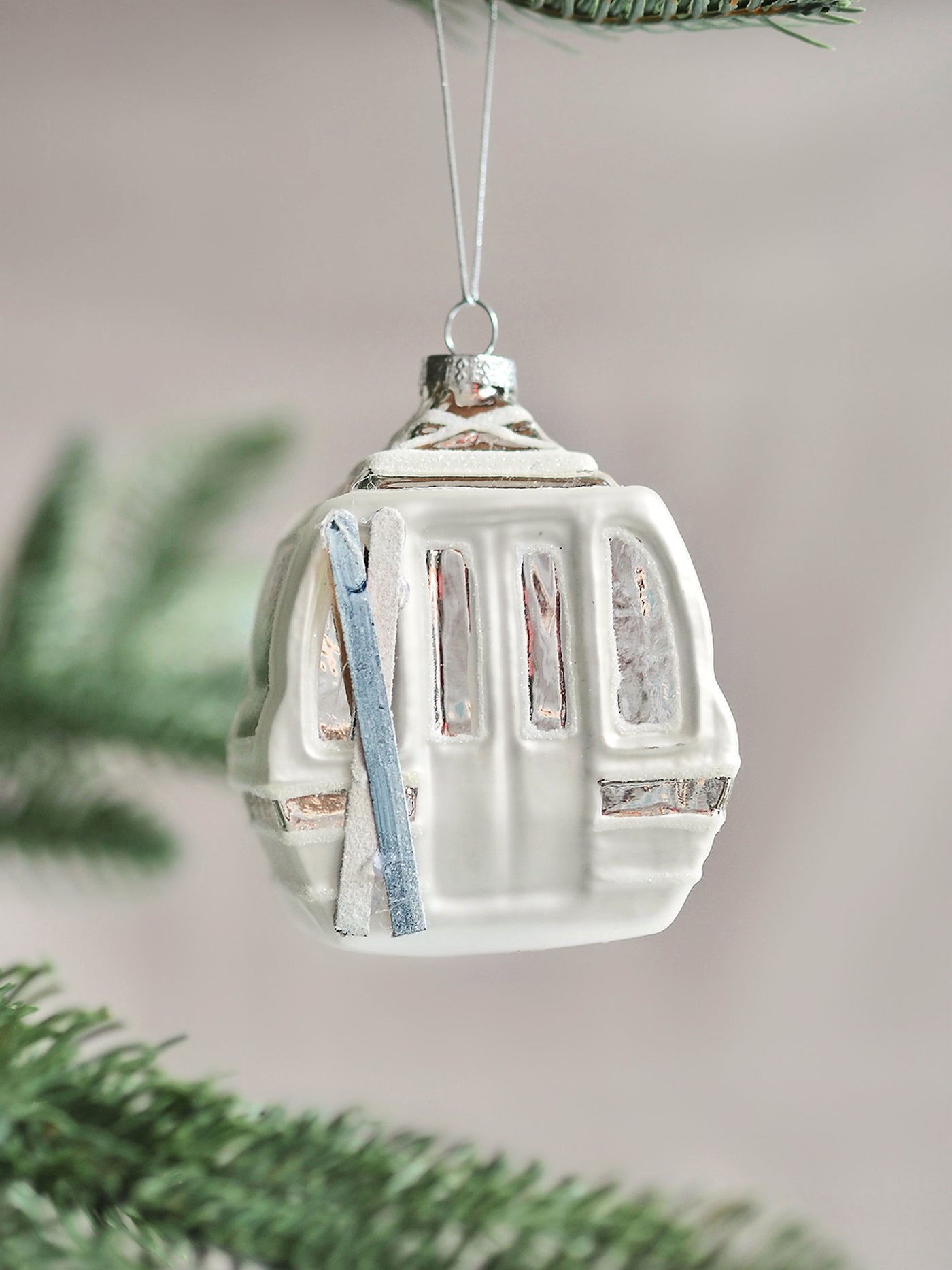 White Ski Gondola Ornament