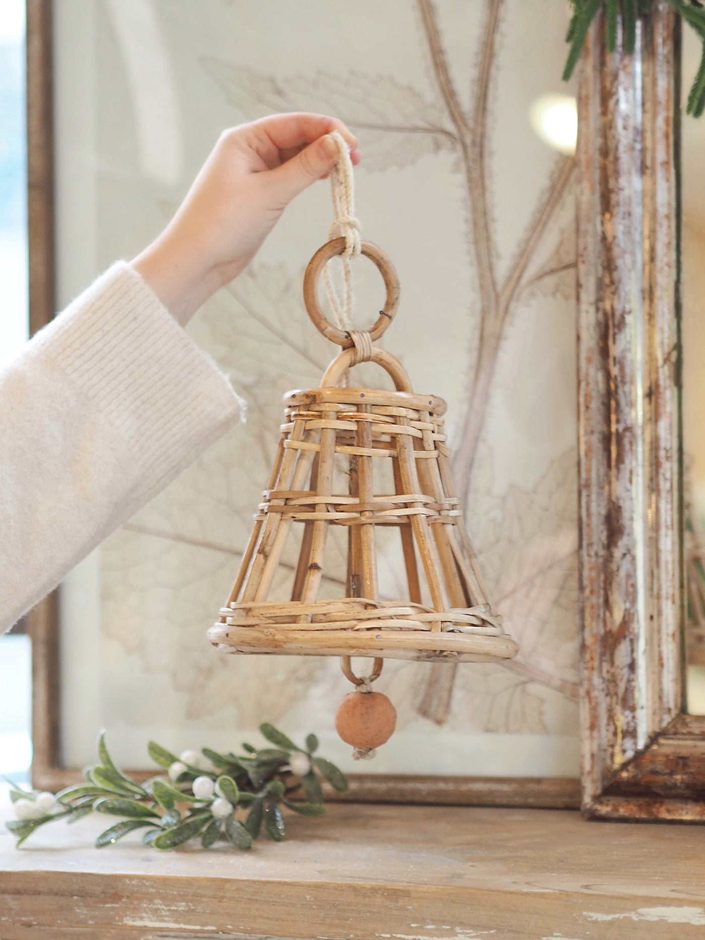 Cane Open Weave Hanging Bell