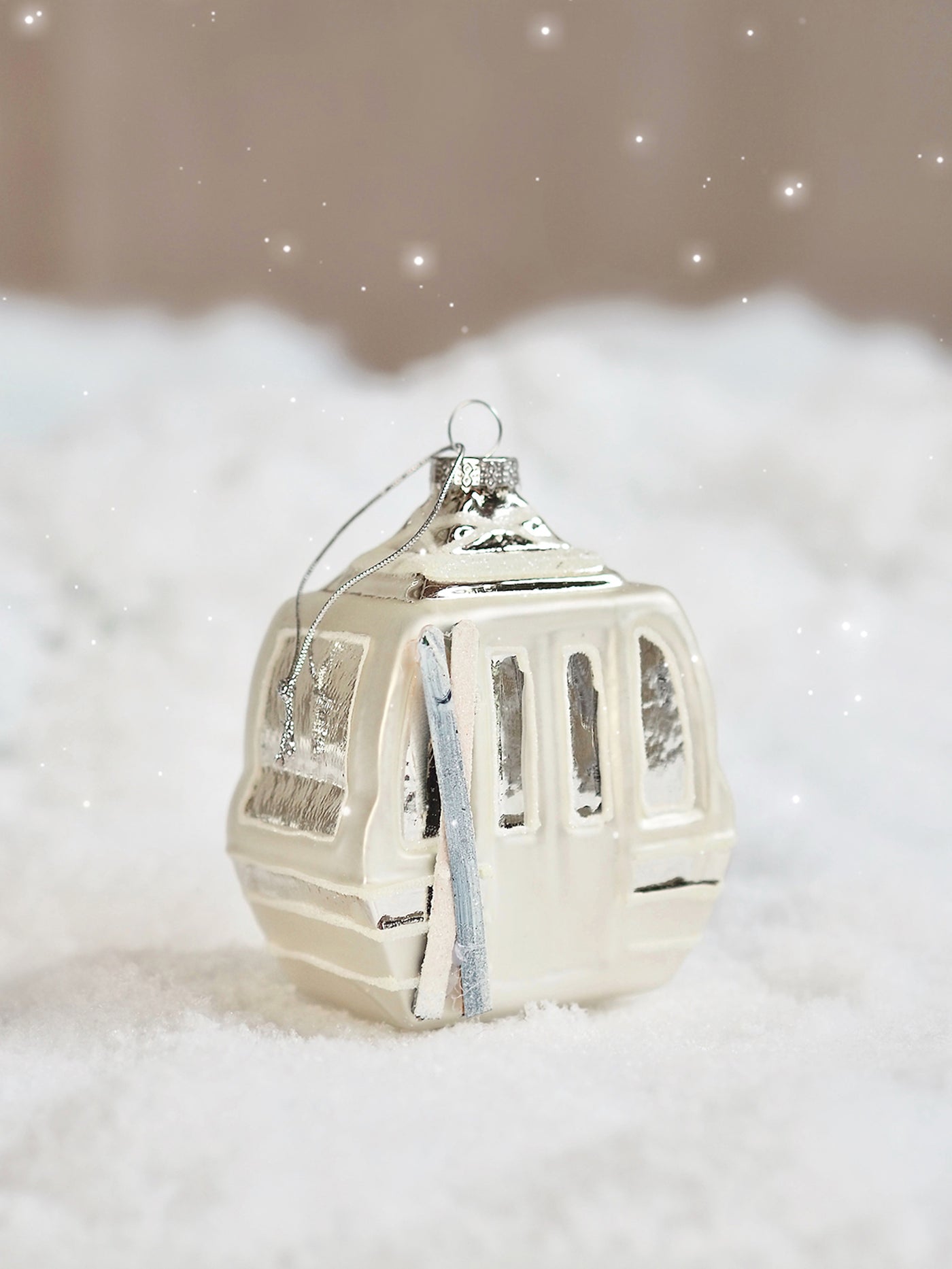 White Ski Gondola Ornament