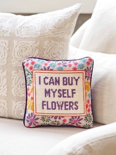 Flowers Needlepoint Pillow | 11x11