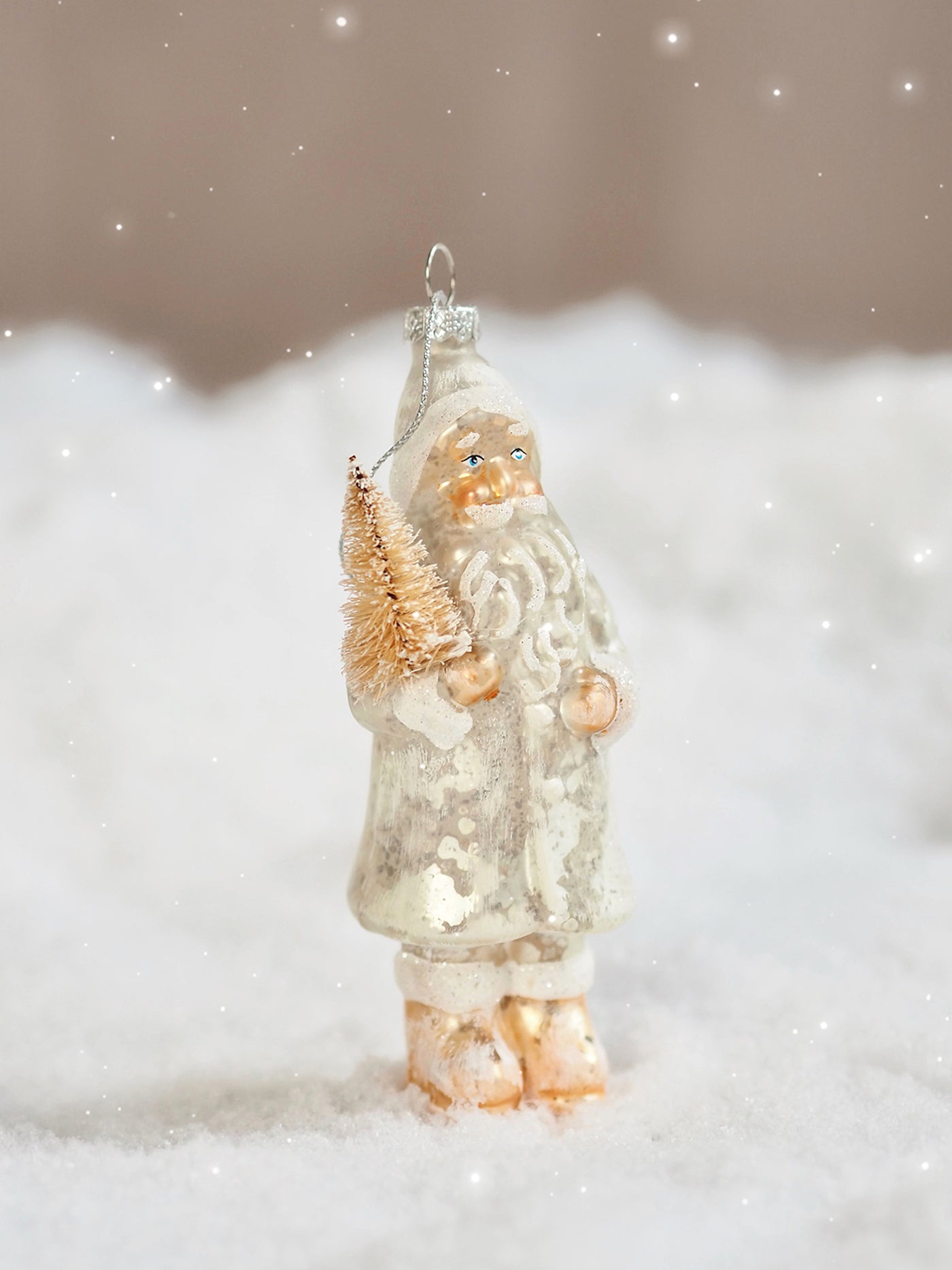 Winter White Santa Ornament