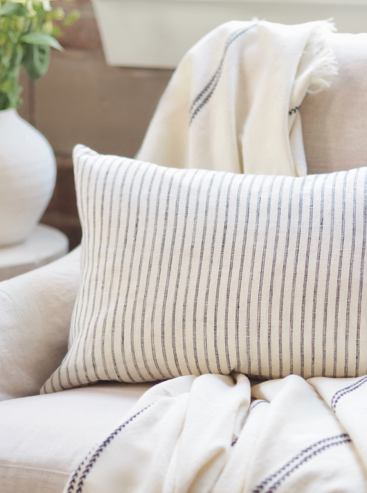 Stripe Linen Pillow 16x24