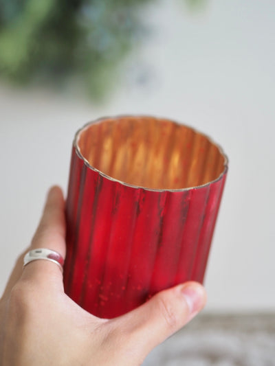 Red Stripe Mercury Tealight Holder