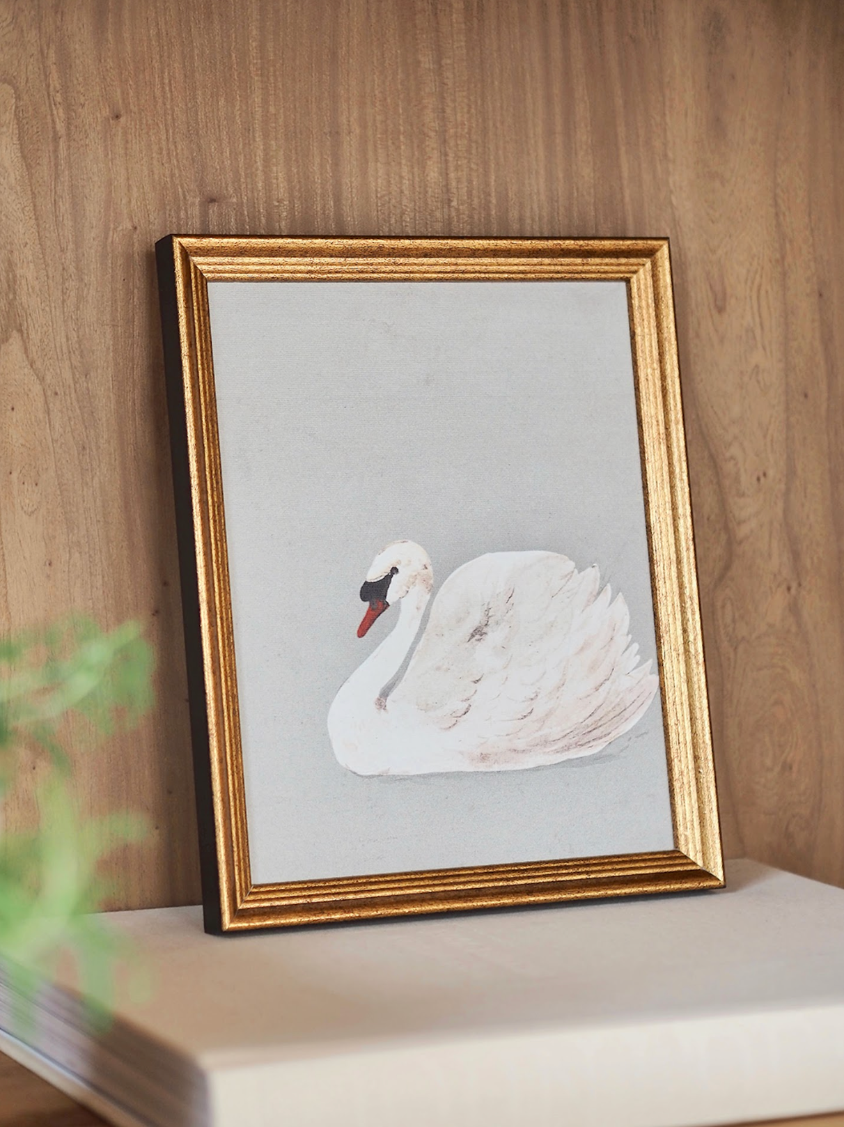 Blue Swan Framed Canvas Print | 8x10