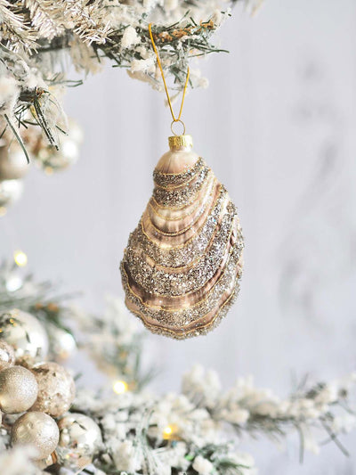 Glittery Oyster Ornament | Grey