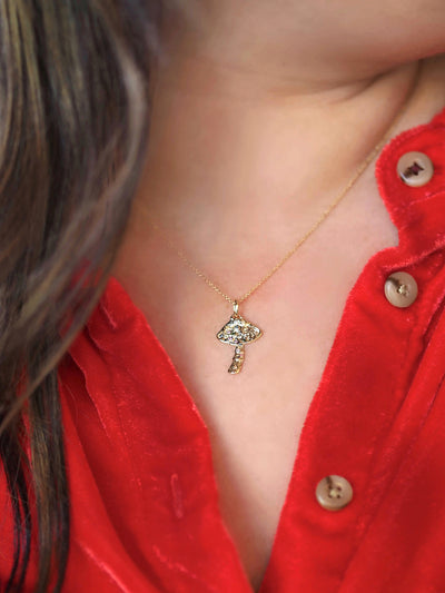 Golden Journey Mushroom Necklace | 10K Gold