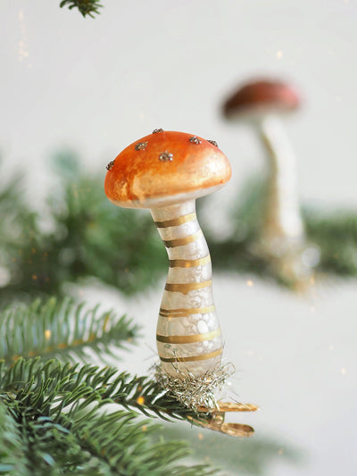 Tinsel Mushroom Clip Ornament | Copper