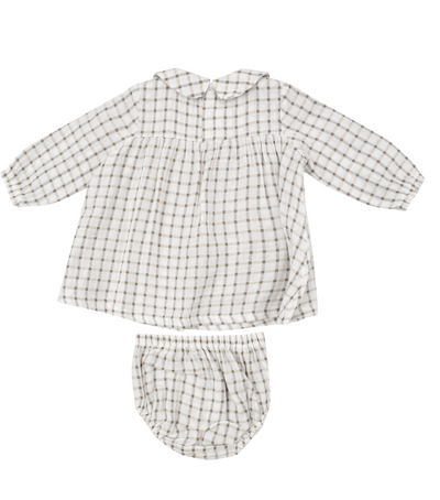 Cozy Plaid Collar Dress & Bloomer