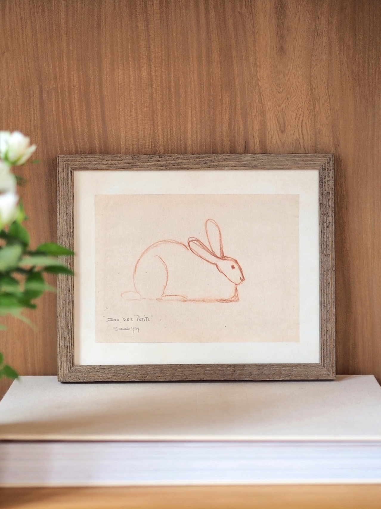 Sketched Bunny Framed Canvas Print | 8x10