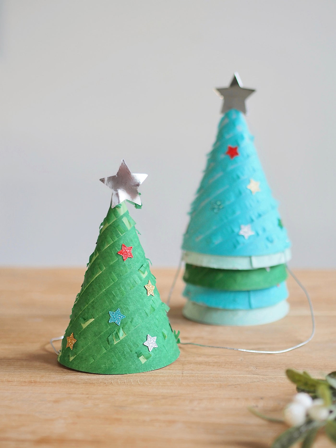 Fringed Christmas Tree Party Hats