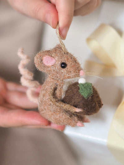 Christmas Pudding Mouse Ornament