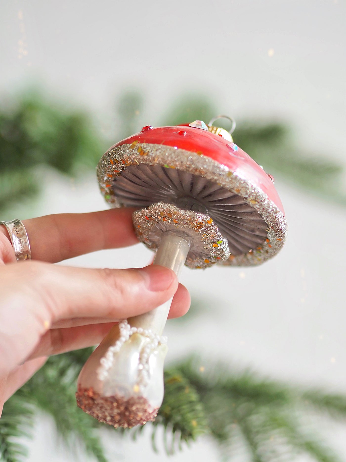 Red Frost Field Mushroom Ornament