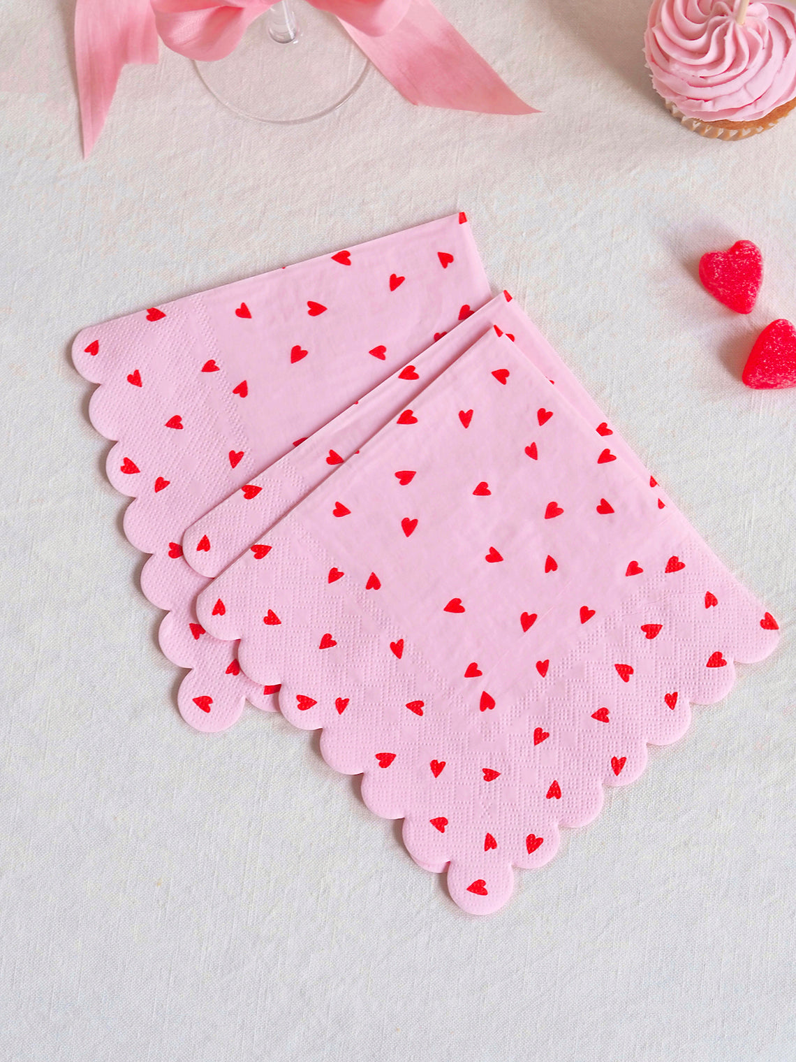 Heart Pattern Pink Napkins