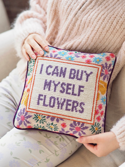 Flowers Needlepoint Pillow | 11x11