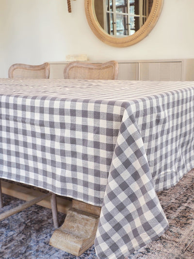 Somerset Gingham Grey Tablecloth