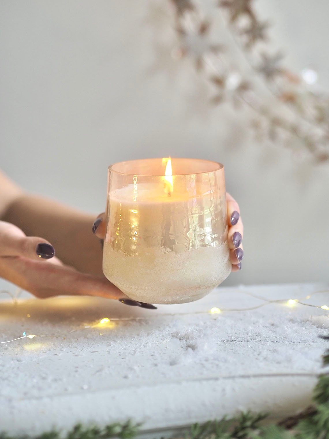 Winter White Baltic Glass Candle | Small