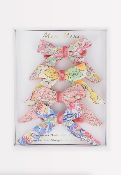 Floral Pattern Bow Hair Clips