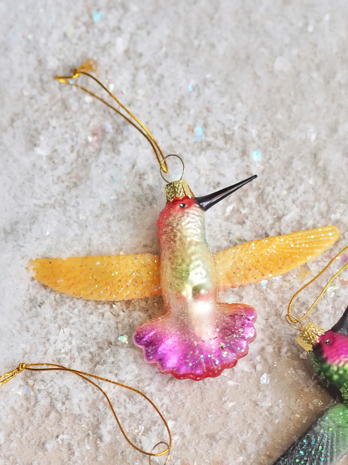 Purple Glitter Hummingbird Ornament