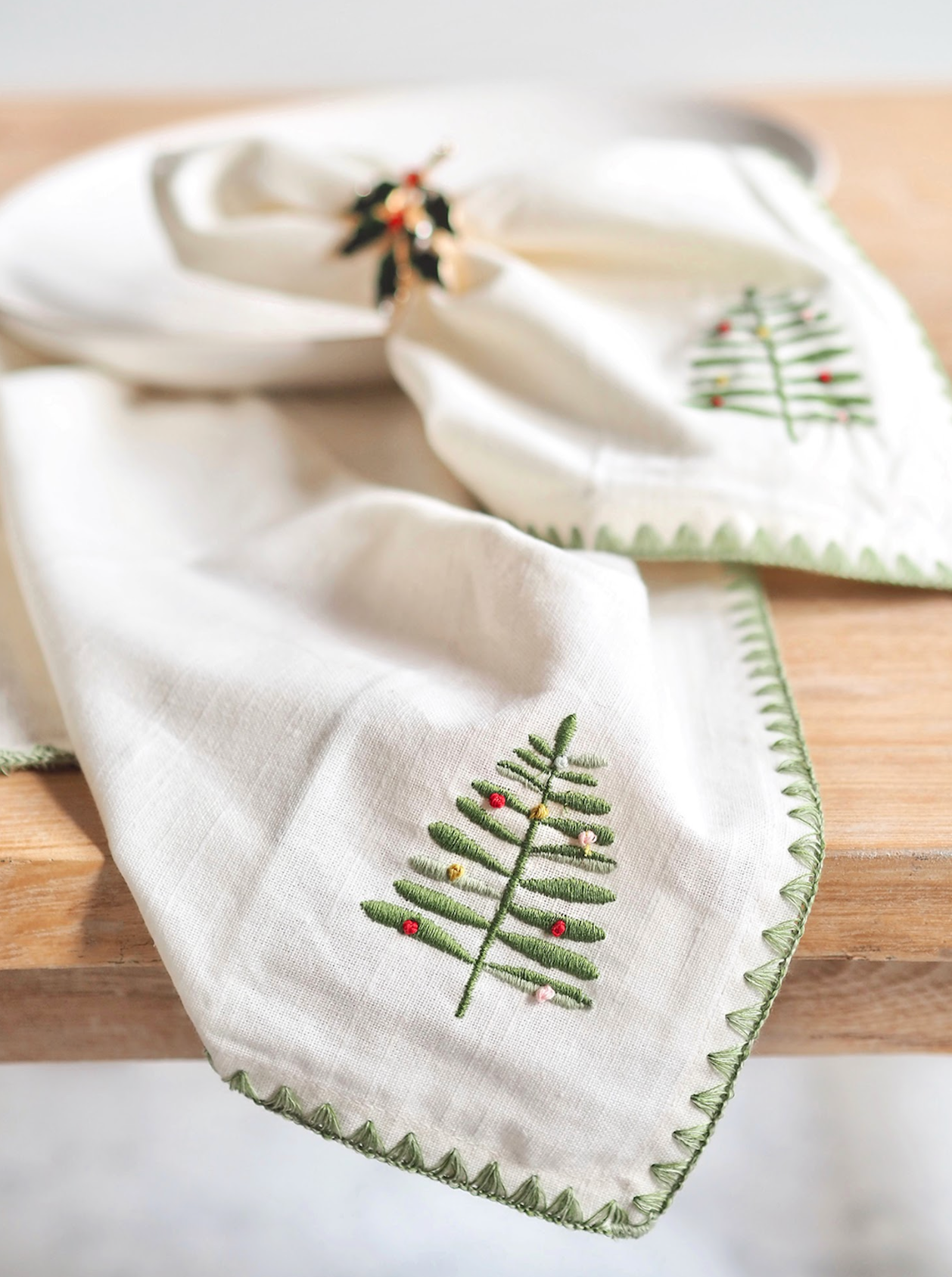 Embroidered Tree Napkin