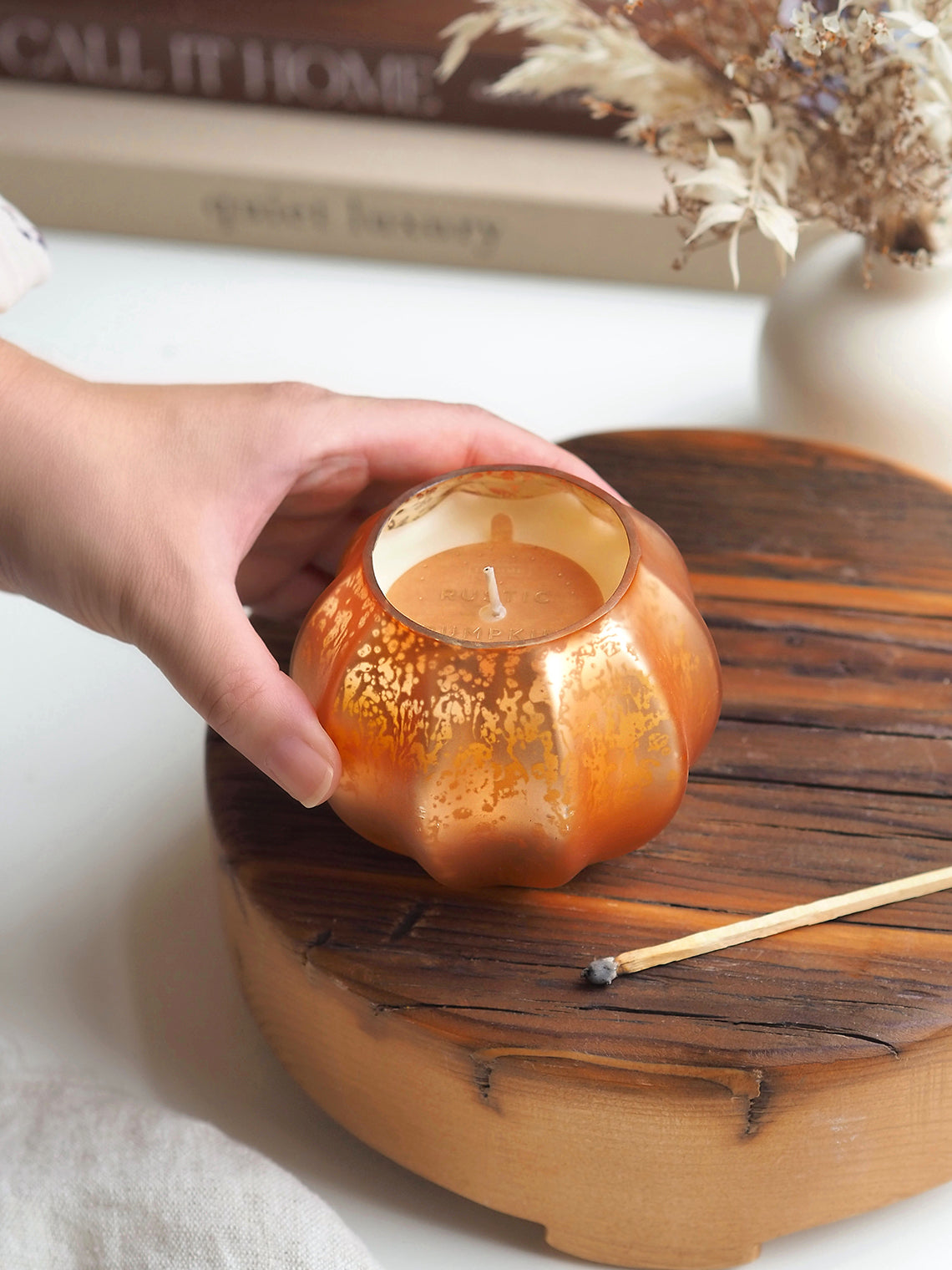 Rustic Pumpkin Mercury Votive Candle