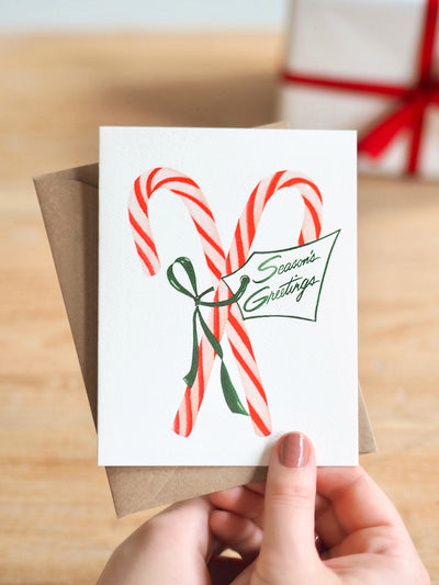 Season's Greetings Candy Cane Card