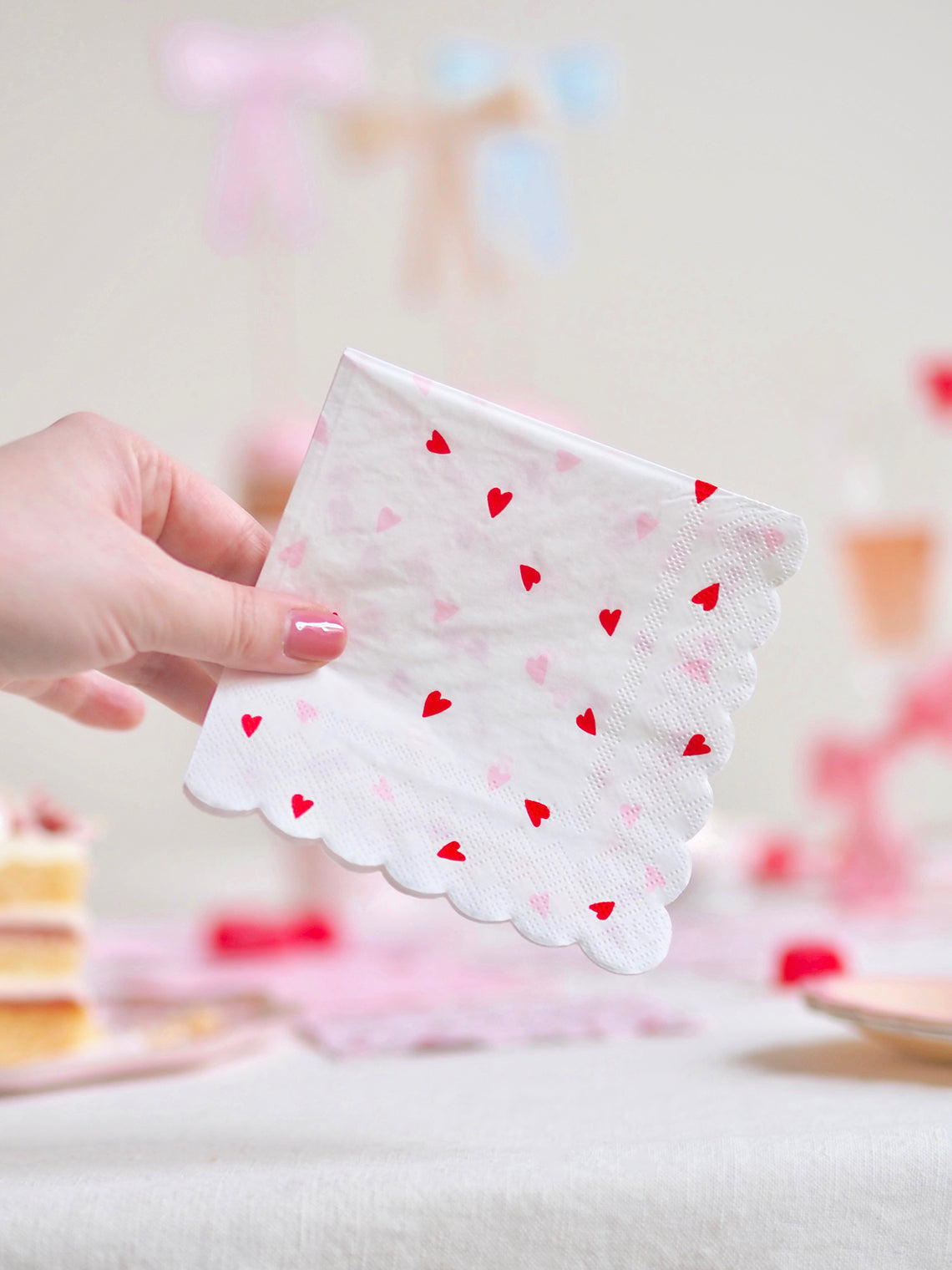 Heart Pattern White Napkins